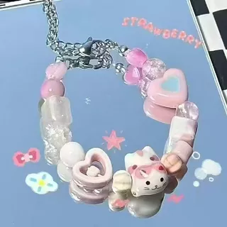 สร้อยข้อมือลูกลายการ์ตูนน่ารัก กำไลข้อมือรูปแมวแบบใหม่สำหรับผู้หญิง ดีไซน์แฟชั่นน่ารักๆ พร้อมส่งจากไทย