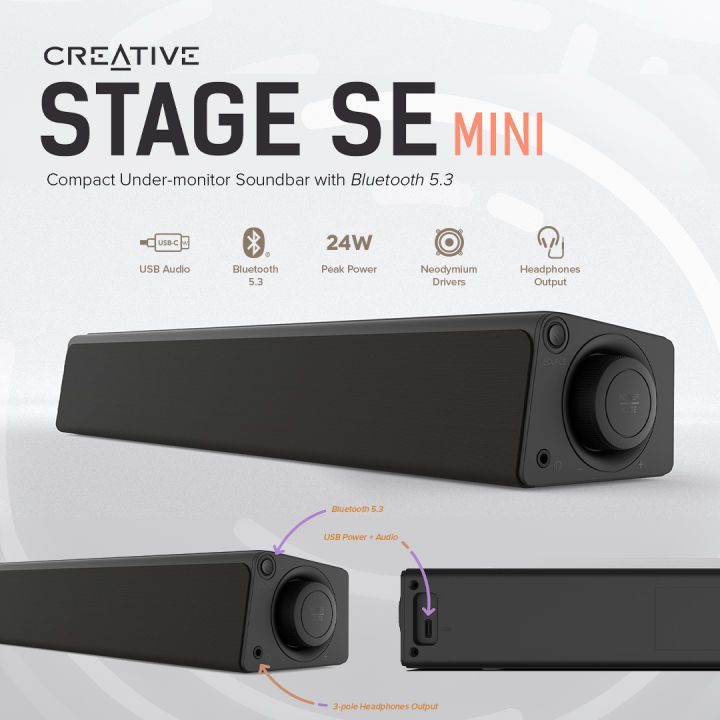 CREATIVE SPEAKER Stage SE mini Soundbar ลําโพงซาวด์บาร์ ขนาดกะทัดรัด USB-C : 51MF8460AA000