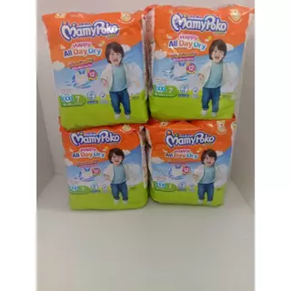 มามี่โพโค ออลเดย์ดราย แพค4ห่อ แพมเพิสเด็กแบบกางเกง MamyPoko All Day Dry (งานครึ่งลัง4ห่อ)
