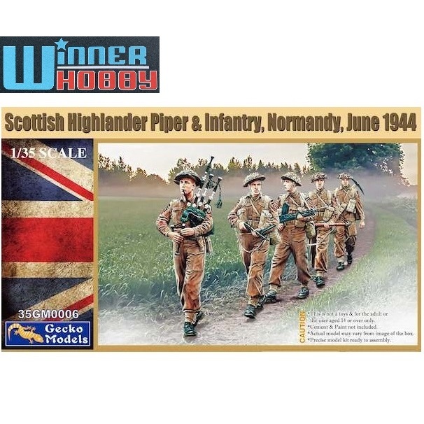 Gecko Models ฟิกเกอร์ 35GM0006 Scottish Highlander Piper & Infantry 1944 1/35