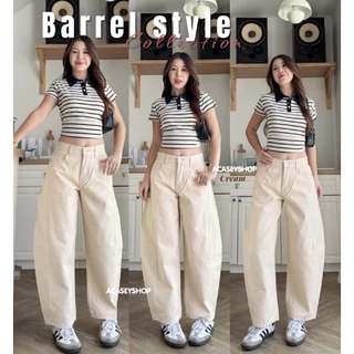 Acasey กางเกงยีนส์ผู้หญิง ขายาว ผ้าไม่ยืด ทรงใหม่สุด Barrel Style ไซส์ S - 36