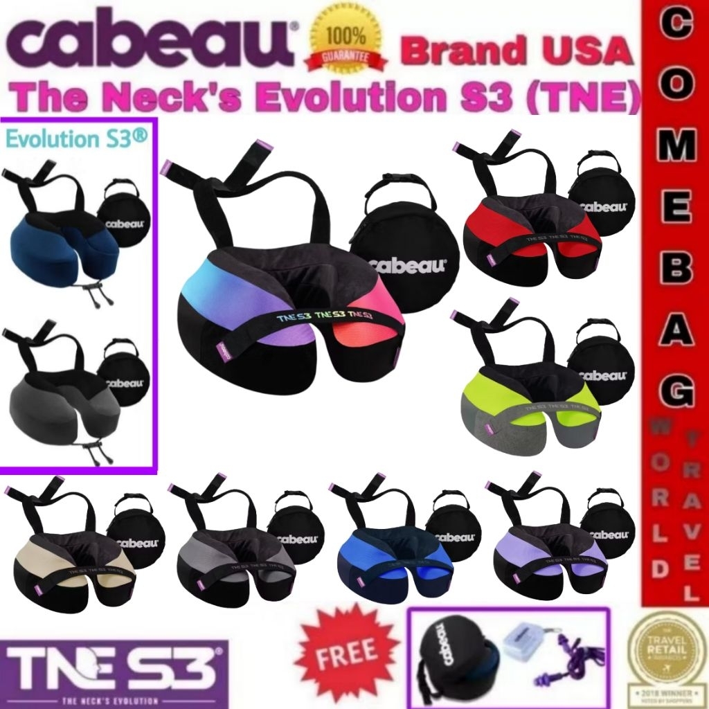 หมอนรองคอCabeau Evolution S3 💥แบรนด์อเมริกา💥 มีกระเป๋าใส่ ระบบสายรัดที่นั่ง เพื่อไม่ให้ศีรษะตกลงไปด้านหน้า🇺🇸