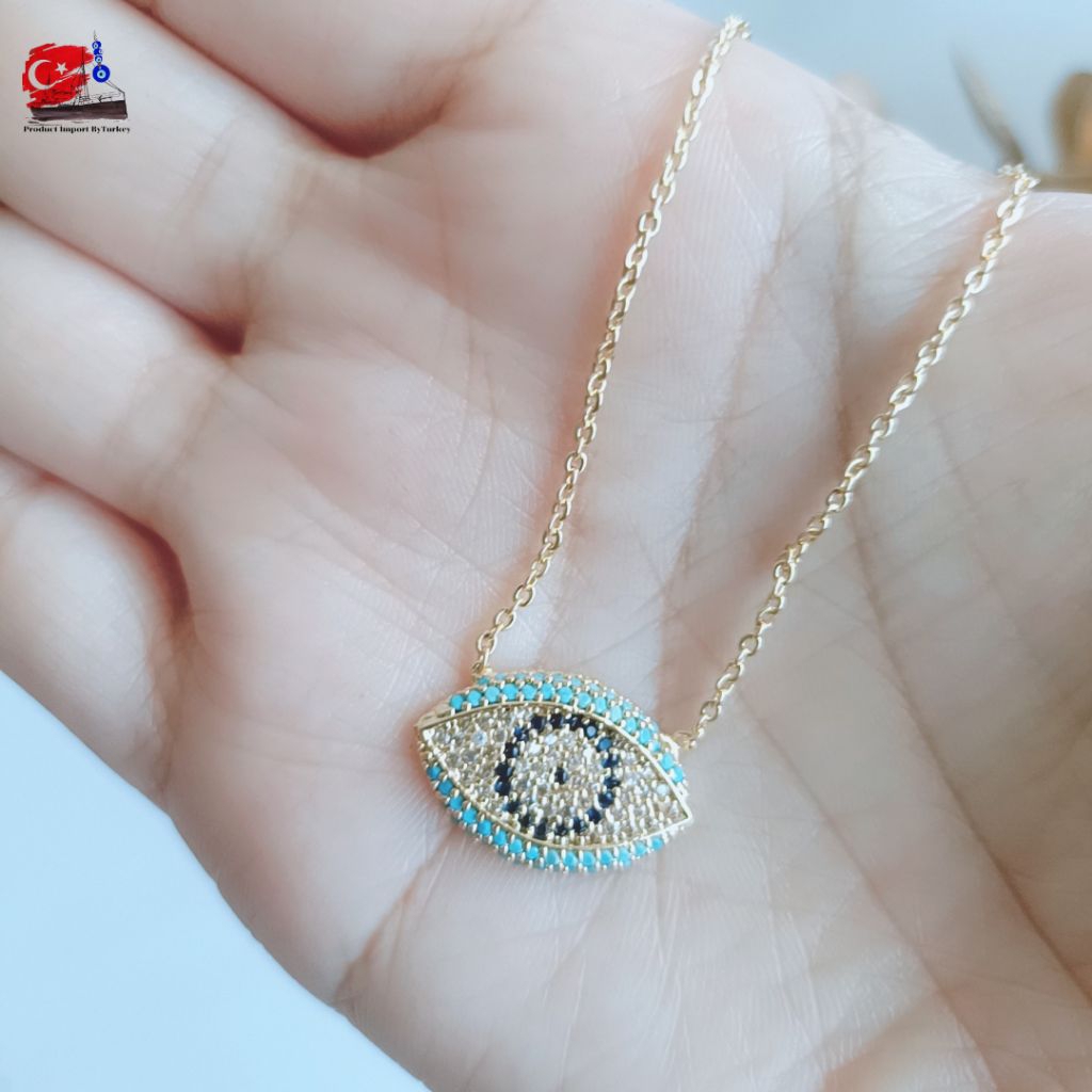 B06  Evil Eye Necklace CZ จากตุรกี ปกป้องกันพลังงานลบและสายตาร้าย