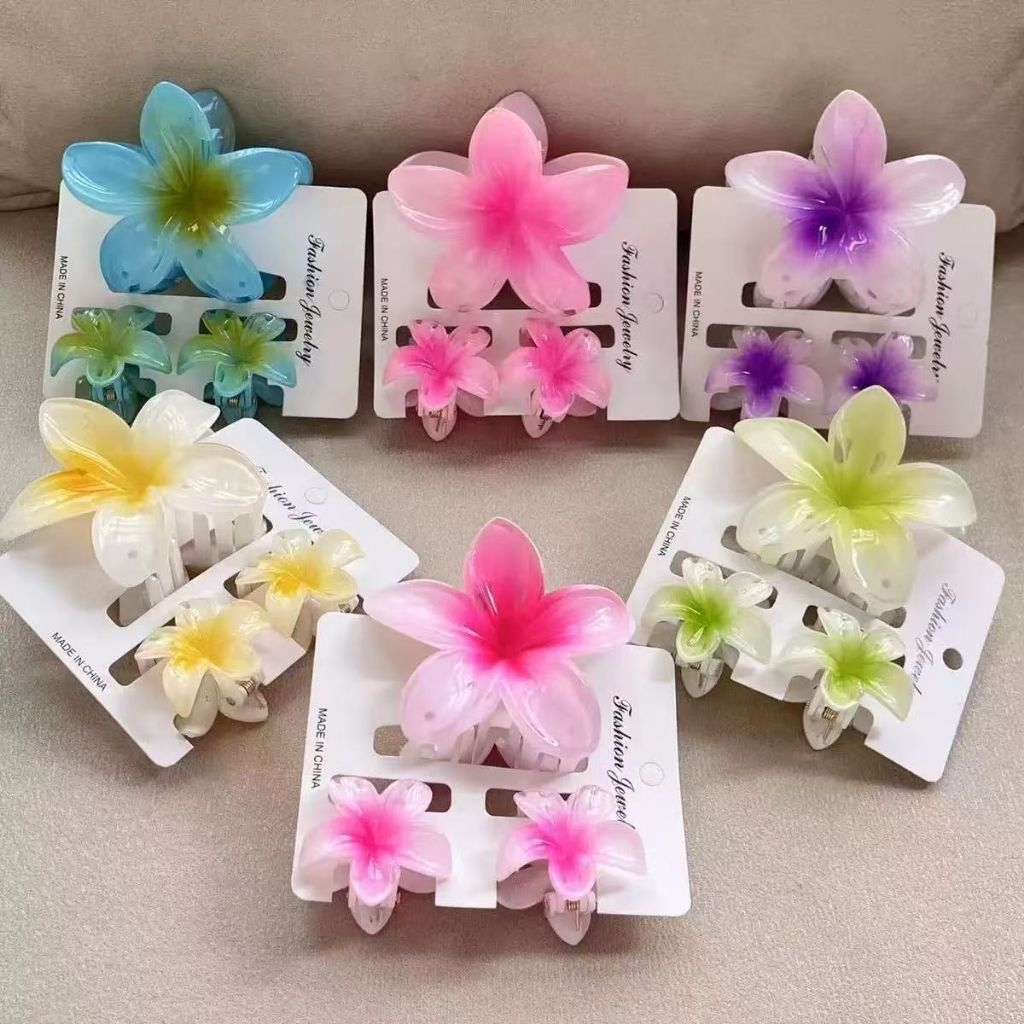 ของ1บาท 3ชิ้นที่หนีบผมดอกไม้สีไล่ระดับสีสันสดใสกิ๊บหนีบผมแฟชั่นน่ารักสำหรับผู้หญิงเครื่องประดับผมชายหาดของขวัญ