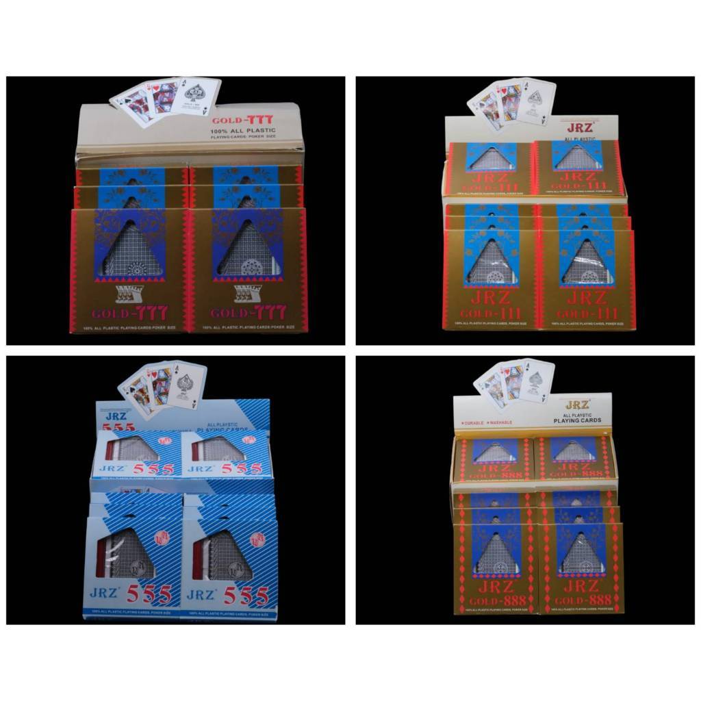 กล่องพลาสติก ขอบทอง555 YJZ - 777 GOLD- GOLD 111 -GOLD 888   อย่างดี (12 สำรับ)สวย