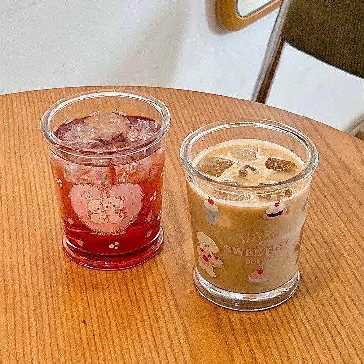 ส่งด่วน🧁 Coffee Mug แก้วน้ำ ทนความร้อนและเย็น Cute Glass Korean Style แก้วโคลบริว 71028