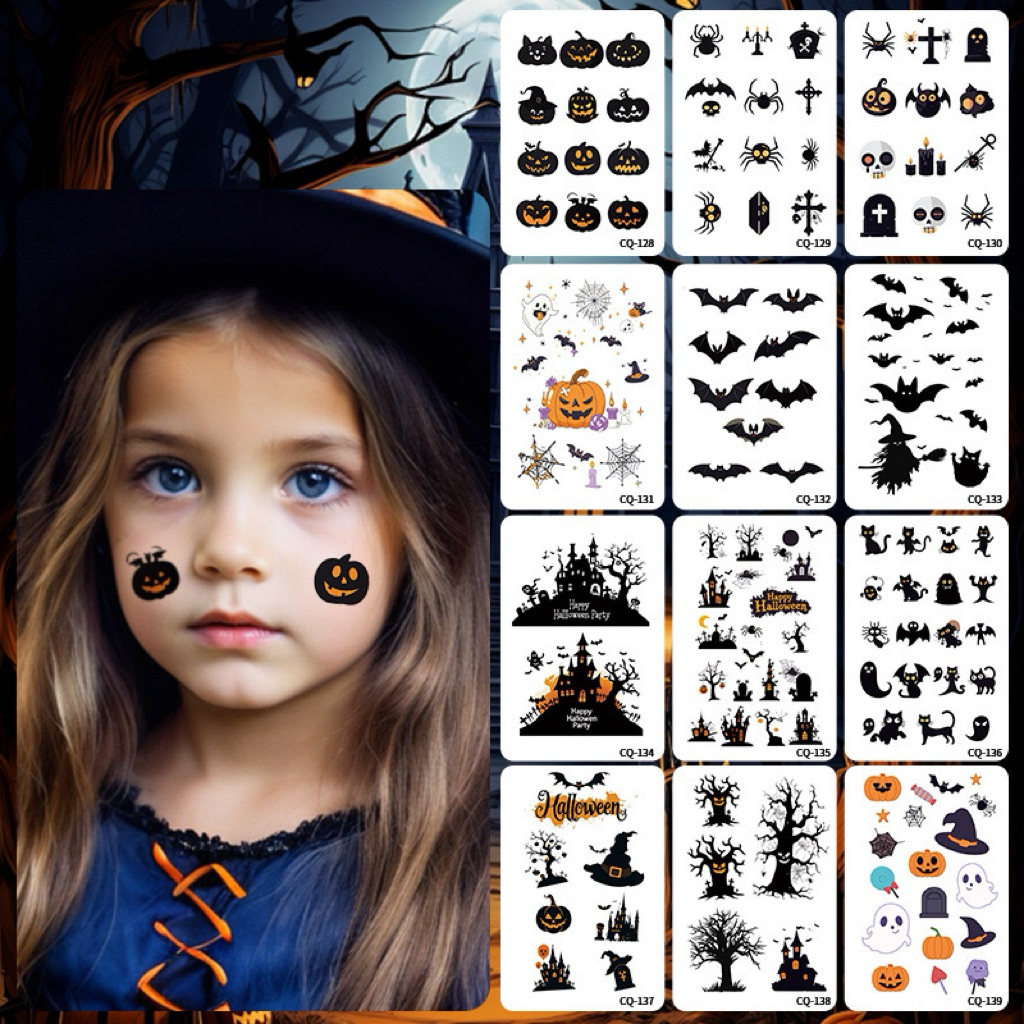 🇹🇭 ส่งไวจากไทย 😈แทททูฮาโลวีน สติ๊กเกอร์แทททูฮาโลวีน Halloween tattoo stickers