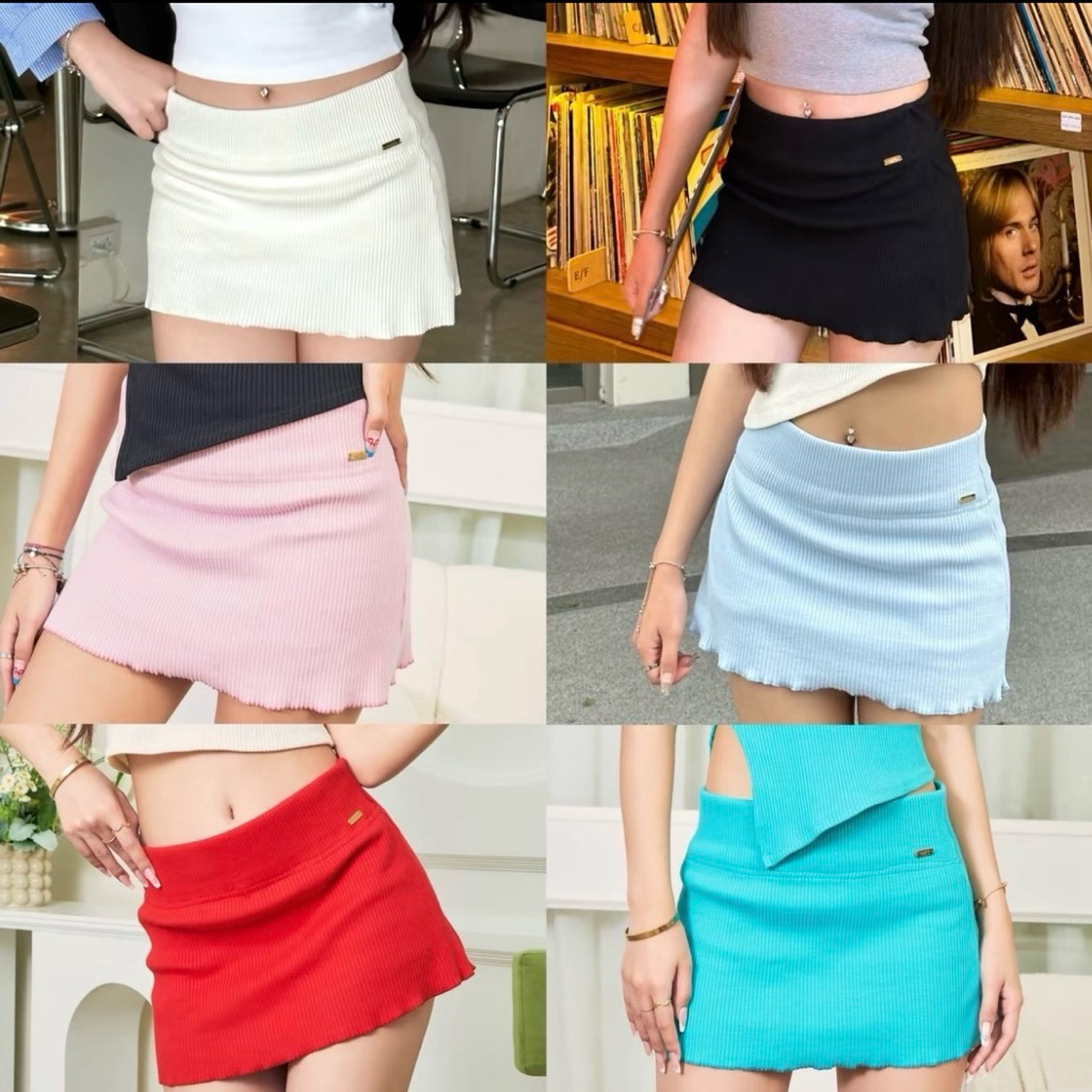 กระโปรงสั้นผ้าร่อง มีซับในกระโปรง siristylebkk (ส่งต่อ)พร้อมส่ง