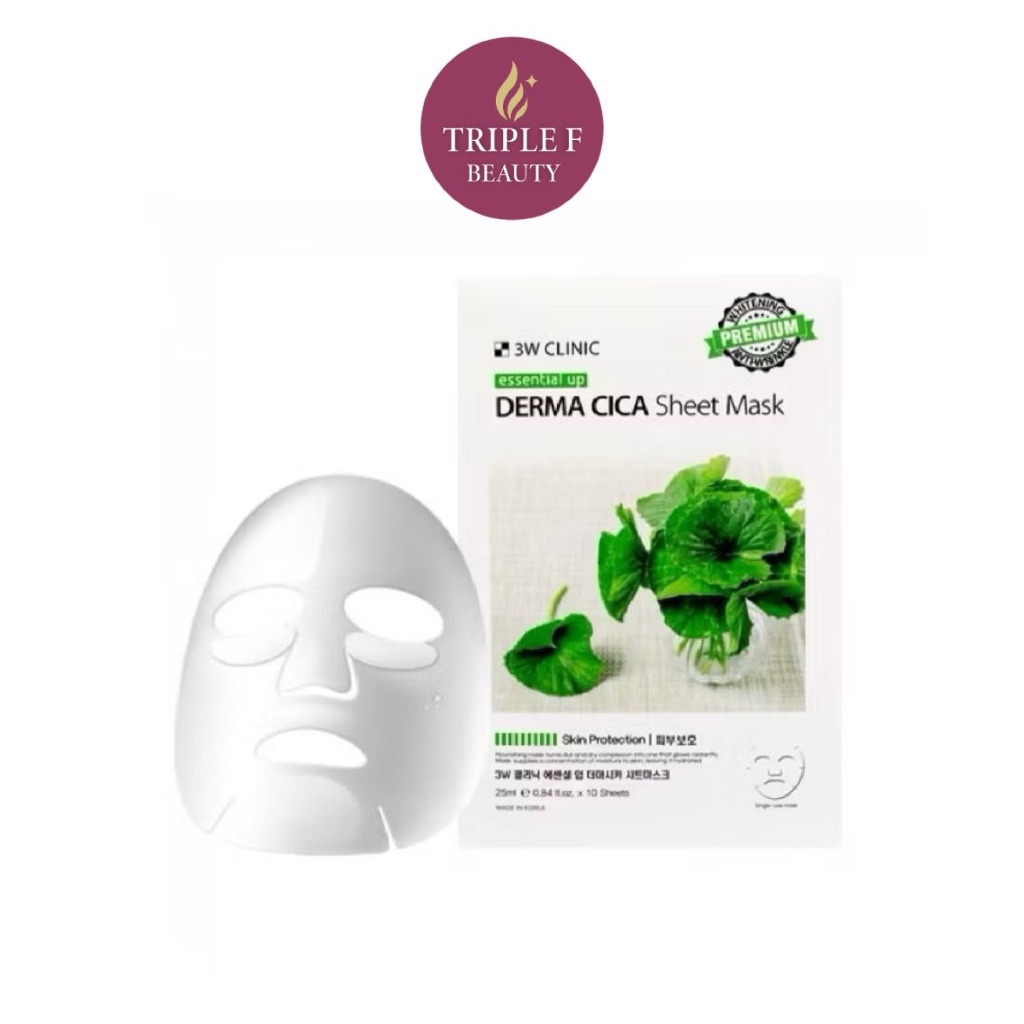 ⭐️แท้ 100% | พร้อมส่ง⭐️ 3W Clinic | Derma Cica Sheet Mask มาส์กใบบัวบกสูตรอ่อนโยน(1กล่อง/10แผ่น)