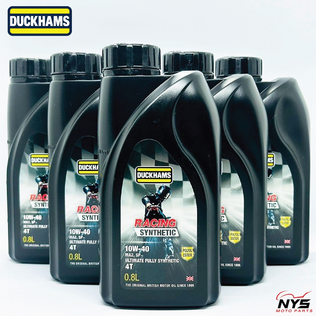 Duckhams 10W-40 SYNTHETIC 4T ขนาด0.8L น้ำมันเครื่องดั๊กแฮมส์สังเคราะห์แท้100% JASO MA2 สำหรับรถจักรยานยนต์ 4จังหวะ