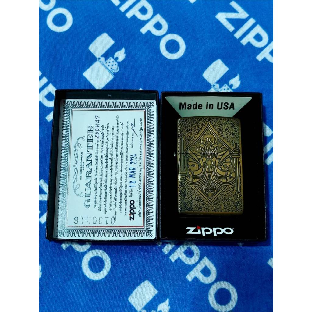 bussinvintagev2 ซิปโป้ ของแท้ Zippo แท้ Zippo Ace BLK Spade ซิปโป้แท้ รับประกันตลอดชีวิต (ของมือ 1.5