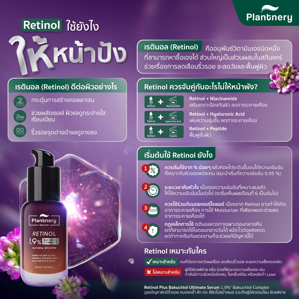 Plantnery Retinol Plus Bakuchiol Ultimate Serum 30 ml เรตินอล พลัส บากูชิล หน้าใส ลดริ้วรอย 1 ขวด - รูปที่ 4