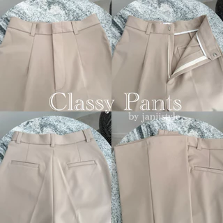 (พร้อมส่ง) Classy Pants กางเกงขาม้าเล็ก ดีเทลตะขอหน้า กระเป๋าหลอกเจาะหลัง เนื้อผ้าโรเชส ไม่ต้องรีด ยาว42
