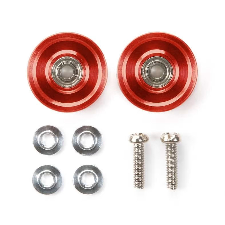 💯 โรลเลอร์ TAMIYA [15437:⭐️700] 13mm Aluminum Ball-Race Rollers (Ringless) Red Anodized