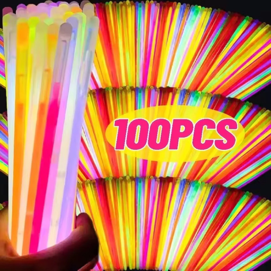 พร้อมส่ง แท่งเรืองแสง พร้อมขั้วต่อ หลายสี งอได้ อุปกรณ์วันหยุด กำไลเรืองแสง อุปกรณ์ปาร์ตี้ .