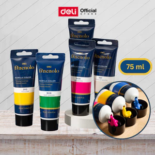 Deli Finenolo รุ่น EC75 สีอะคริลิคแบบหลอด 75 ml. สีสดใส มี 14 สี จำหน่าย 1 หลอด Acrylic Color