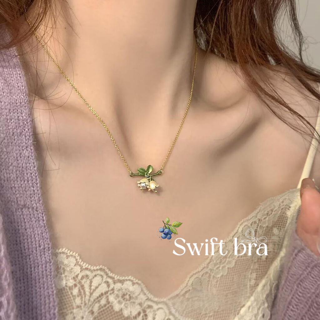 🌸Swift Bra🌸จี้รูปดอกลิลลี่แห่งวัลเลย์ ประดับไข่มุกจําลอง สวยหรู สไตล์ฝรั่งเศส วินเทจ สําหรับผู้หญิง