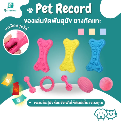 Pet Record ของเล่นสุนัข ของเล่นขัดฟันสุนัข ยางกัดแทะ ทำความสะอาดฟัน คุณภาพสูง วัสดุTPR ยางนุ่มปลอดภัย