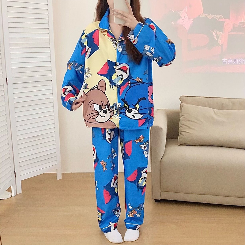 🔥ไหมอิตาลี🔥 บิ๊กไซส์ อก 42-50 ชุดนอนแขนยาว-ขายาว ลายการ์ตูน ลำลอง L-4XL สไตส์เกาหลี ผ้าเบาบาง พร้อมส่งจากไทย - รูปที่ 4