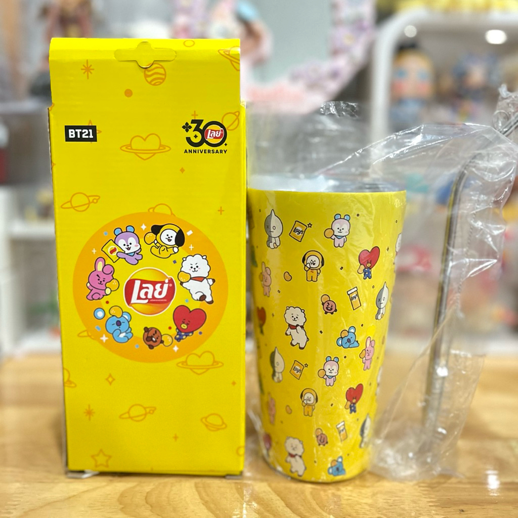 ‼️SALE‼️(โค้ดลด20% เหลือ159.-)‼️แก้วน้ำเก็บความเย็น ลาย BT21 จาก Lays Thailand‼️ของใหม่ในห่อ พร้อมส่
