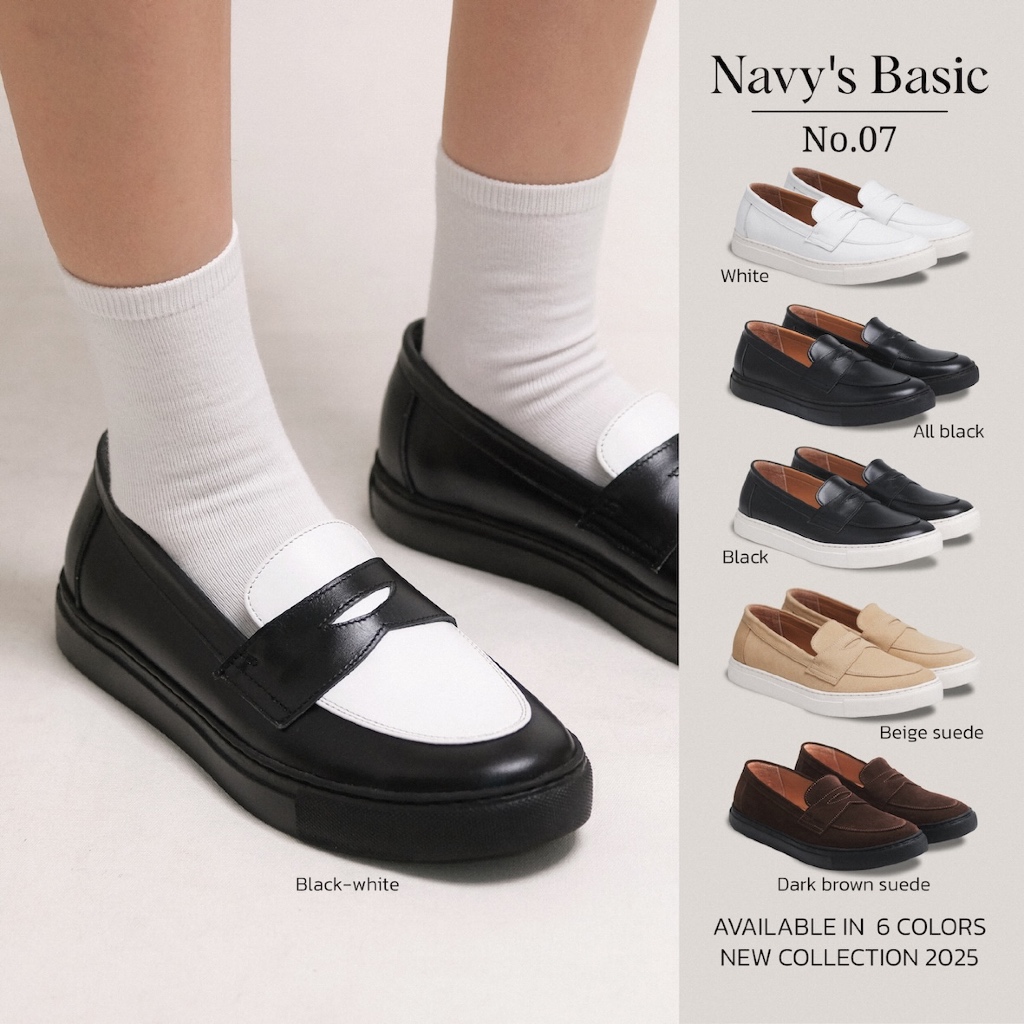 รองเท้าหนังแท้ แบบสวมทรง Loafers รุ่น Basic No.07 (New collection 2025)