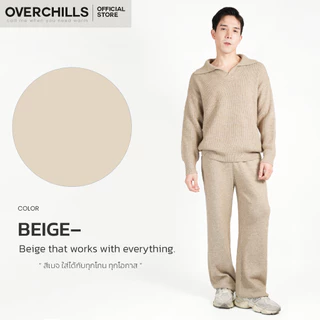 Overchills AIRPORT LOOK SET ผู้ชาย ชุดเซตแขนยาวไหมพรม คอปก 1 เซต มี 2 ชิ้น เสื้อ+กางเกง