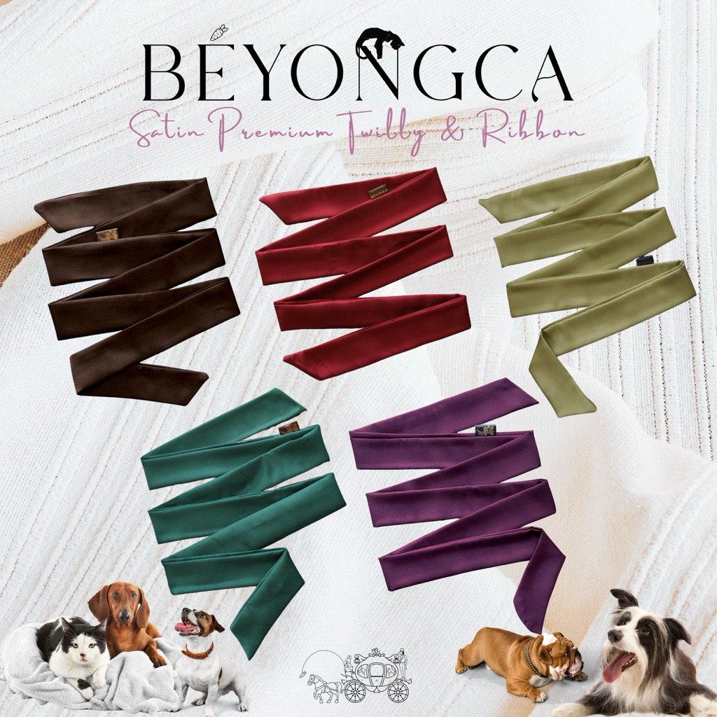 Beyongca รุ่น Twilly & Ribbon Satin Premium ลิขสิทธิ์แท้ มี 33 สี ขนาด 4 x 145 cm ผ้าผูกผม ผ้าพันคอ ผ้าพันหูกระเป๋า โบว์