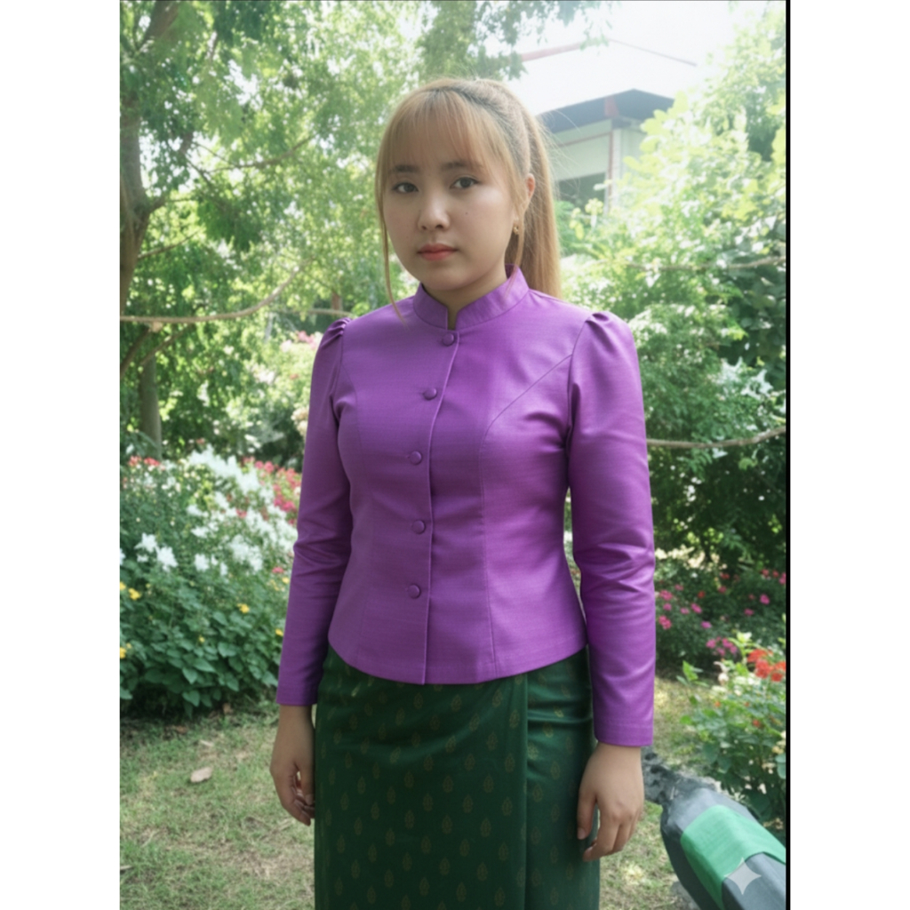 เสื้อไหม ลาวสีม่วง จิตรลดา มีอก 34-44 ค่ะ