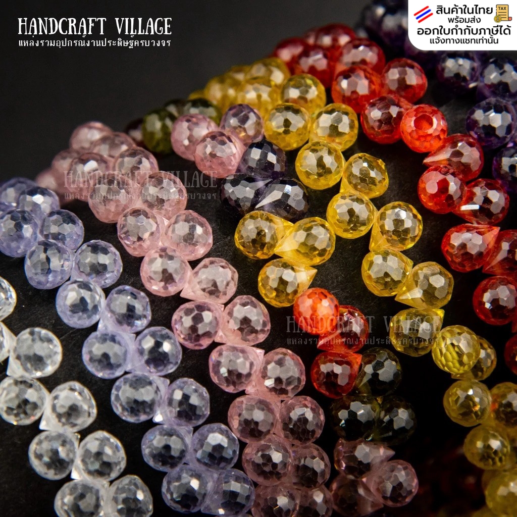 ลูกปัดอัญมณีใต้น้ำ ทรงหยดน้ำรูข้าง ขนาด5x7มิล เส้นยาว16ซม หินมงคล สำหรับเสริมดวงค้าขาย ร้อยสร้อย คริสตัล