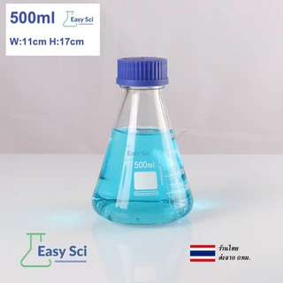 ขวดรูปชมพู่ ฝาเกลียว Erlenmeyer Flask with screw cap 250ml 500ml1000ml