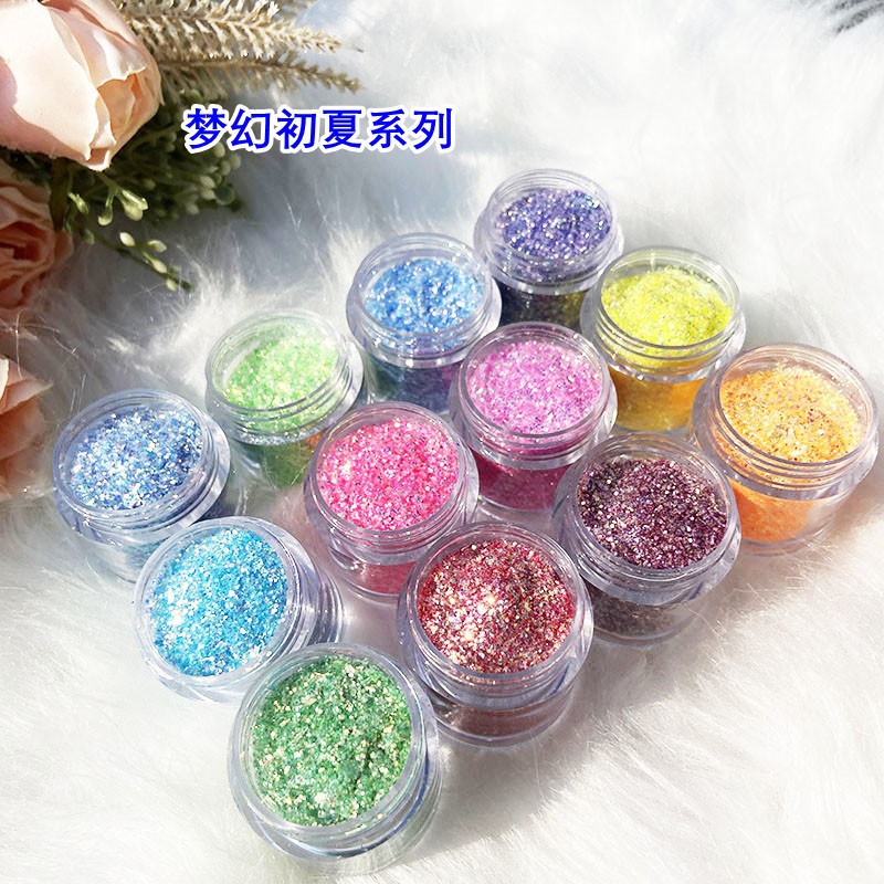 กลิตเตอร์สีลูกกวาดผสมแวววาวแวววาว30มล. แนวแฟนตาซีไหลในช่วงต้นฤดูร้อน