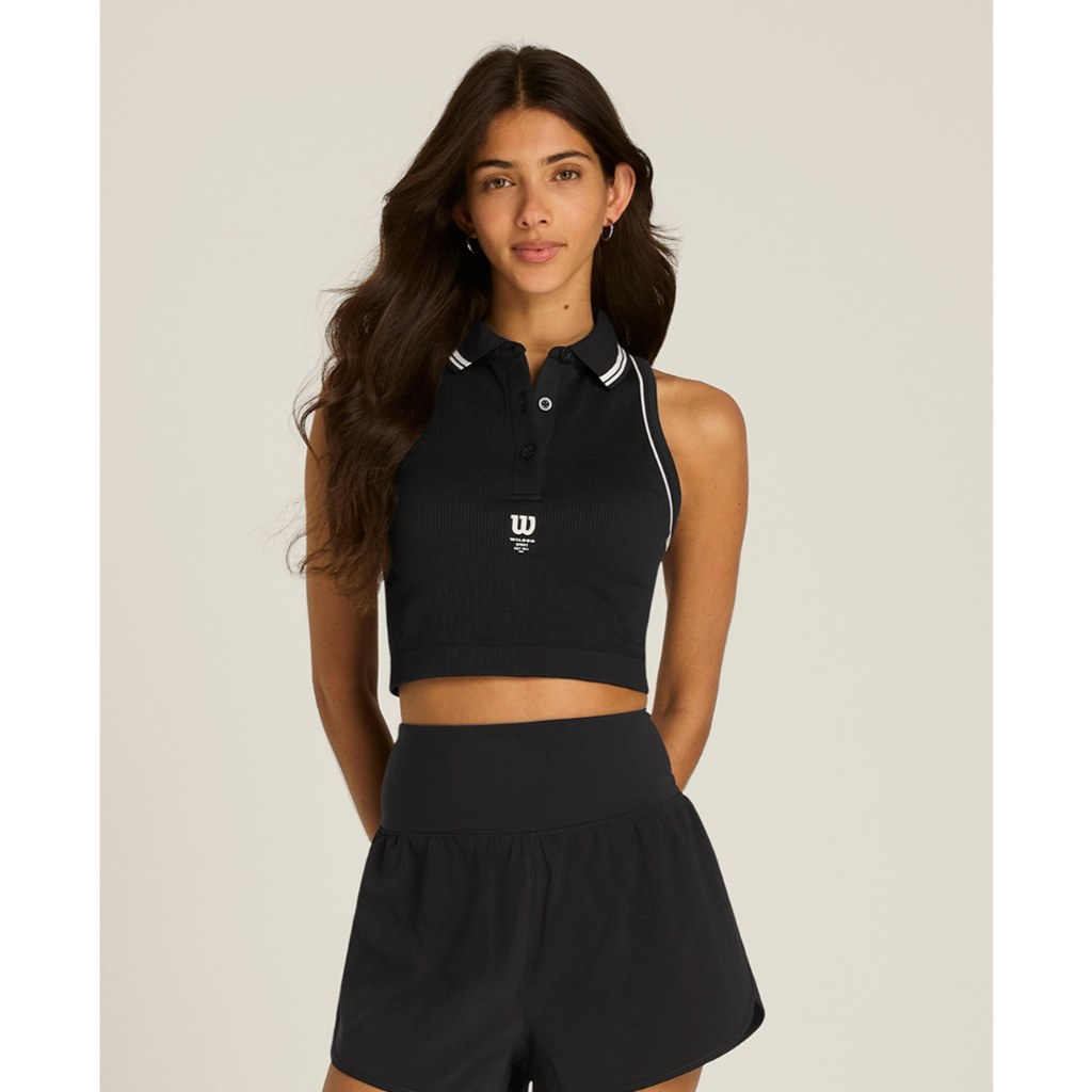Wilson Women Topspin Seamless Polo เสื้อโปโลผู้หญิง WW00372531BKA Official Store