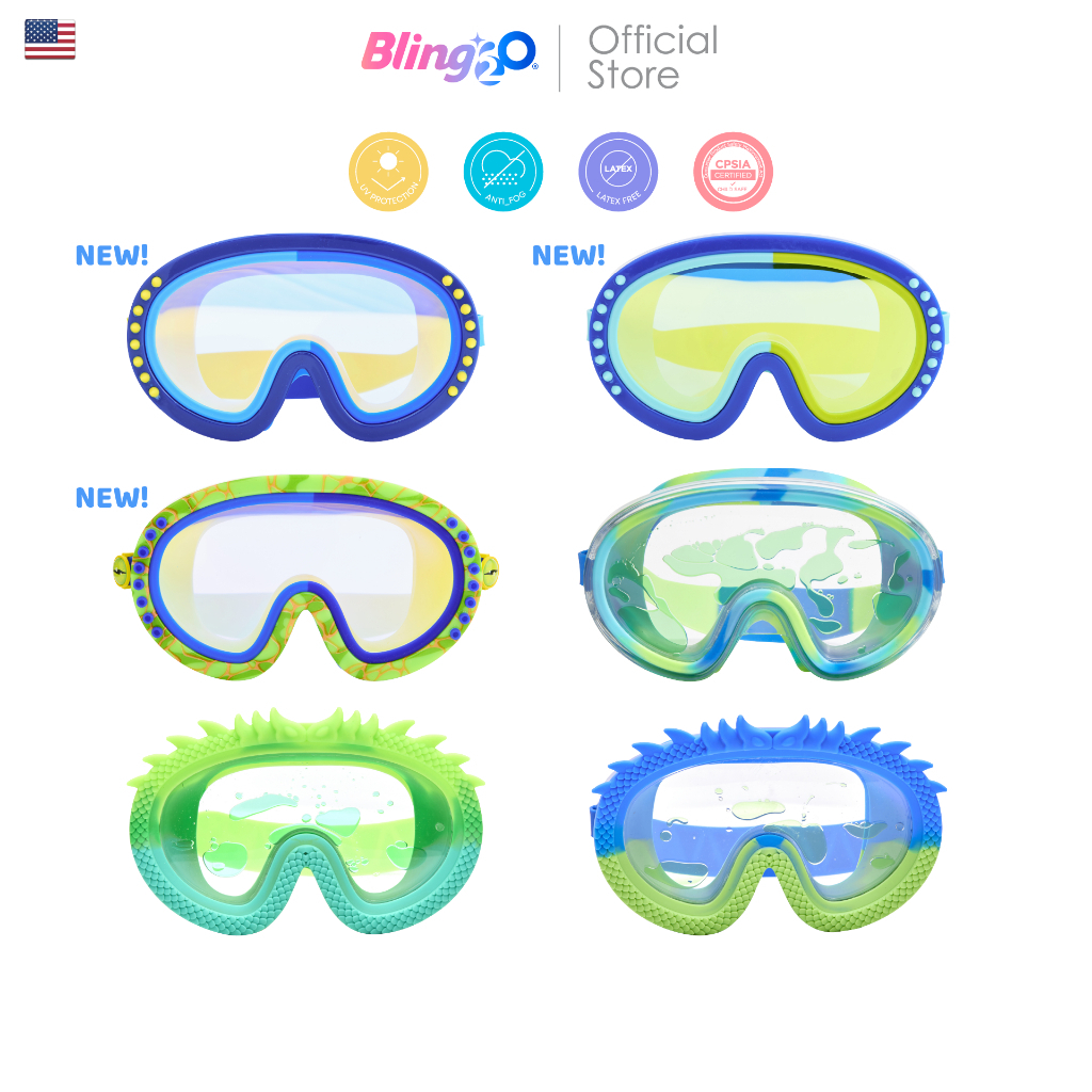 BLING2O แว่นตาดำน้ำเด็กผู้ชาย ยอดฮิตจากอเมริกา สำหรับเด็ก 5 ขวบขึ้นไป MASK kids’ sporting ป้องกันฝ้า