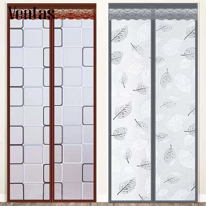 Ventas ม่านประตูกันแอร์ ม่านติดประตู ม่านกันแอร์ออก กันยุง กันกลิ่น ผ้าม่าน ลายสี่เหลี่ยม คุณภาพดี