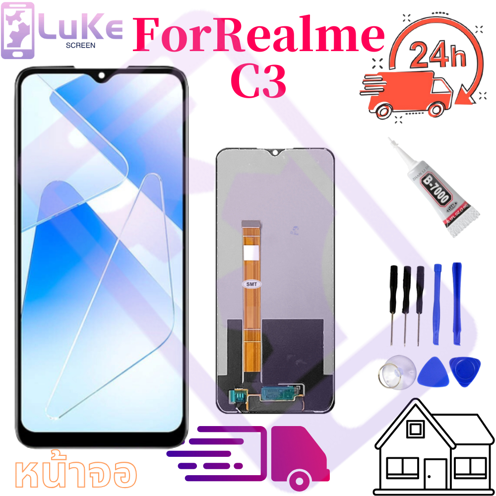Luke หน้าจอแท้โรงงาน LCD Realme C3 (จอแสดงผลพร้อมทัชสกรีน)