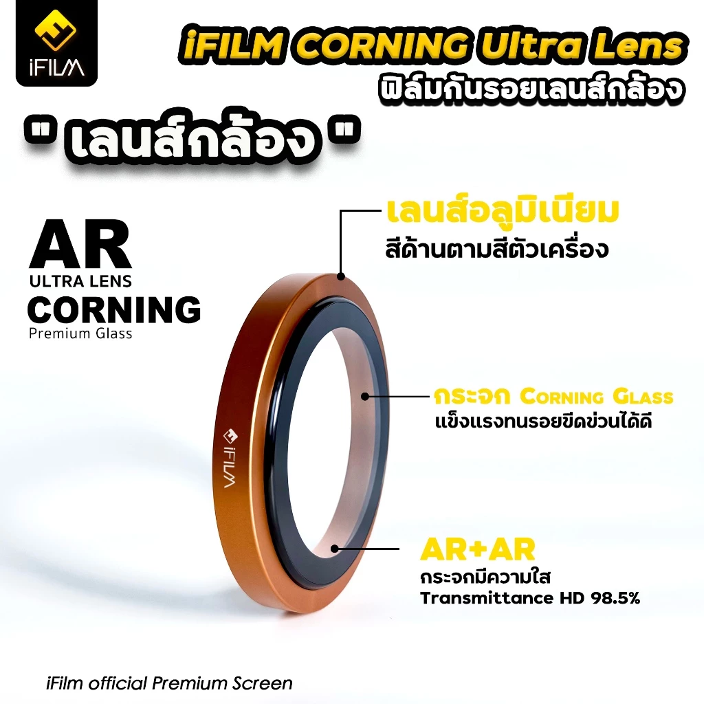 🔥iFilm Ultra Lens AR Corning Glass 3D PVD For iPhone 17ProMax 17Pro 17 Air 16ProMax 16 Plus 15 14 13 ฟิล์ม เลนส์กล้อง thumbnail 5