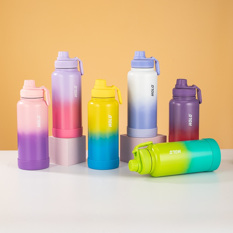 HOLO แก้วน้ำสแตนเลส 304 ความจุขนาดใหญ่ 1000ml สีไล่ระดับ ง่ายต่อการพกพา