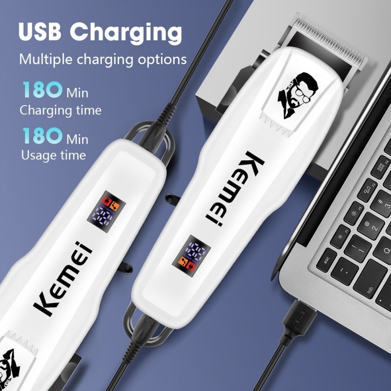 KEMEI รุ่นKM-PG-809A & รุ่นPG-232ปัตตาเลี่ยนตัดผมไร้สาย ที่ตัดผมแบบชาร์จไฟ กันลาย แกะขอบ สินค้าคุณภาพดี - รูปที่ 7