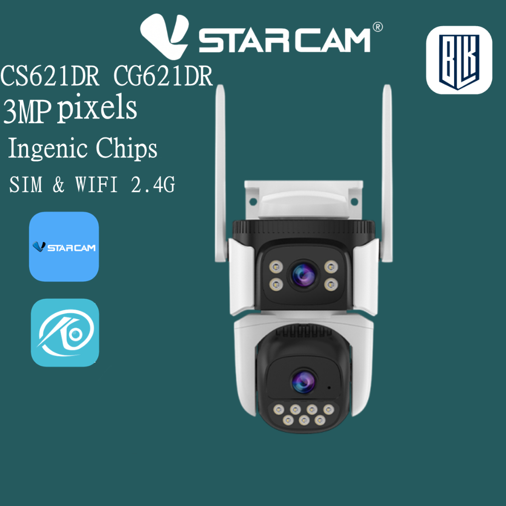 Vstarcam CS621DR CG621DR (เลนส์คู่) ความละเอียด 3MP (1296P) กล้องวงจรปิดไร้สาย ภาพสี มีAI+ คนตรวจจับ