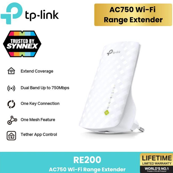 TP-Link RE200 (US) AC750 Dual Band Wireless Wall Plugged Range #Extender, Mediatek, 433Mbps at 5GHz 