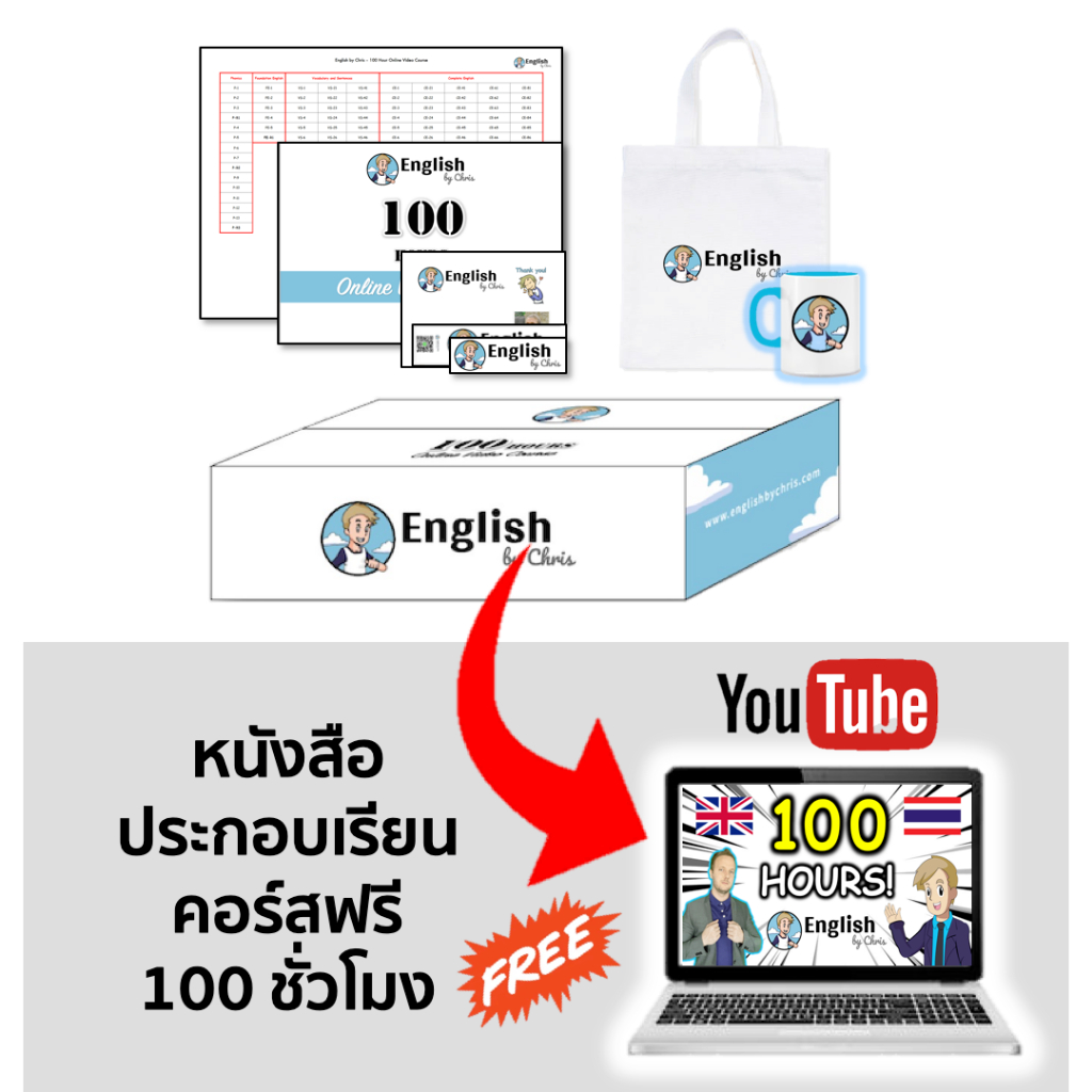 Box Set ประกอบคอร์สออนไลน์เรียนภาษาอังกฤษ 100 ชั่วโมง
