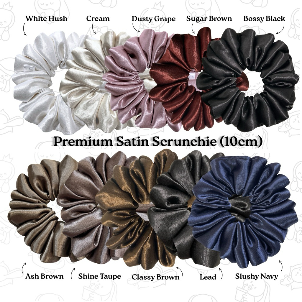 ยางมัดผมผ้าซาติน Premium Satin Scrunchie | Size L 10cm+ | รุ่นขายดี ผ้านุ่ม ไม่กินผม