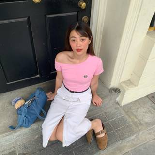 Cutie.Colors Bomi Top เสื้อปาดไหล่เดียวแขนสั้น