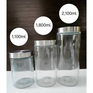 โหลแก้วใสฝาสแตนเลส ทรงกลม  ดีไซน์มินิมอล  1,100 ml. / 1,800 …