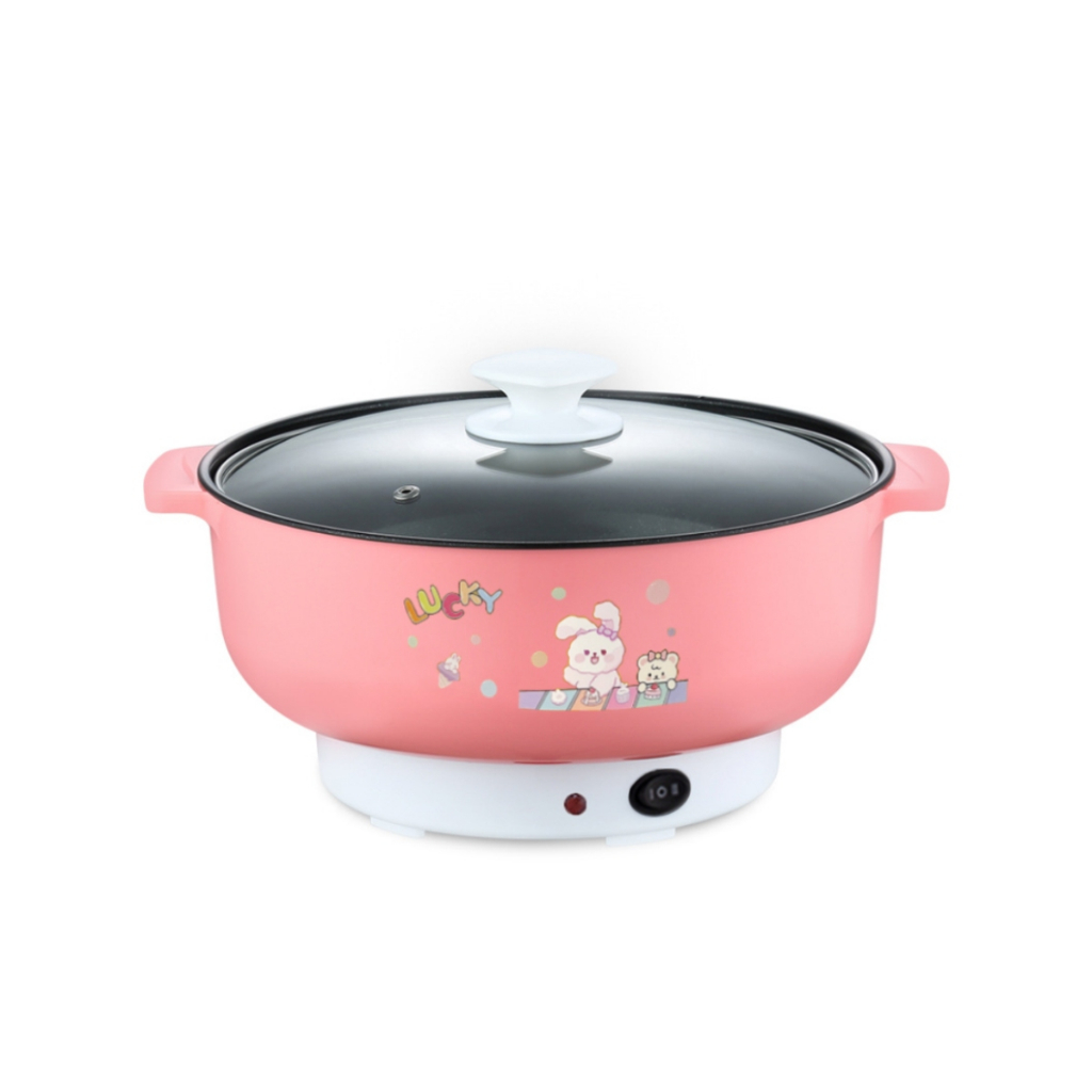 [โค้ด WRMLLN ส่วนลด 15% สูงสุด 30- ] หม้อไฟฟ้า หม้อชาบู หม้ออเนกประสงค์ หุง ต้ม  ผัด ไม่ติดกระทะ เคลือบเทปล่อน 22cm