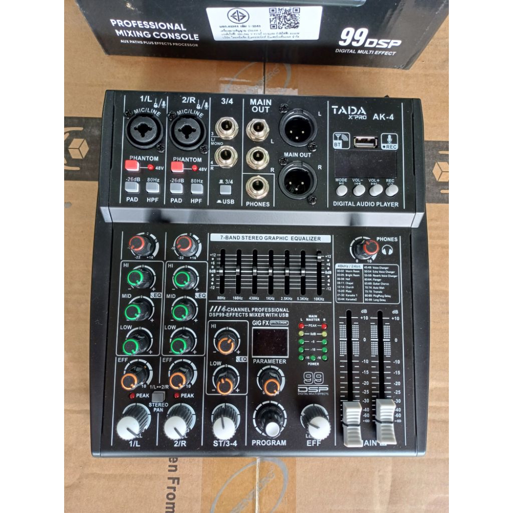 MIXER TADA AK-4 เอฟเฟกแท้ USB บูธูท ใช้ไฟAC DC12Vได้