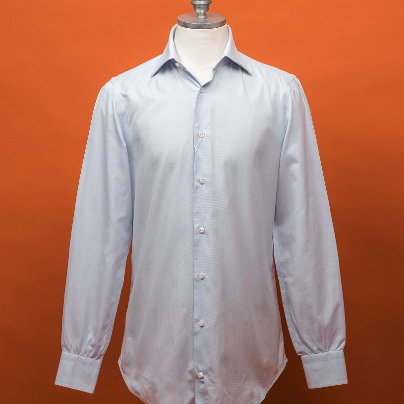 M - CASARE ATTOLINI NAPOLI Light Blue Spread Collar Cotton Shirt
