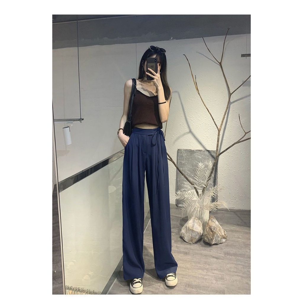 การออกแบบสายรัด กางเกงสูท นางสาว กางเกงขายาว เอวสูงใส่สบาย สง่างามและเข้ากับทุกสไตล์ ผ้าที่นุ่มนวล - รูปที่ 3