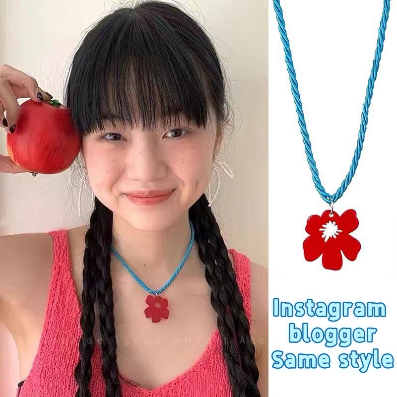 สร้อยคอ  สไตล์เกาหลี  สายคล้องคอ จี้ดอกไม้ อะคริลิก  แฟชั่น  ใส่ไปทะเล  มีตัวเลือกมากมายให้เลือก  ส่งไวจากไทย