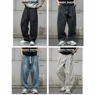 กางเกงbaggy เอวจั้ม ทรงใหญ่ pants กางเกงขายาวกระบอกใหญ่ by Portrait.bkk ขายาวผู้ชาย ยีนส์ขากว้าง
